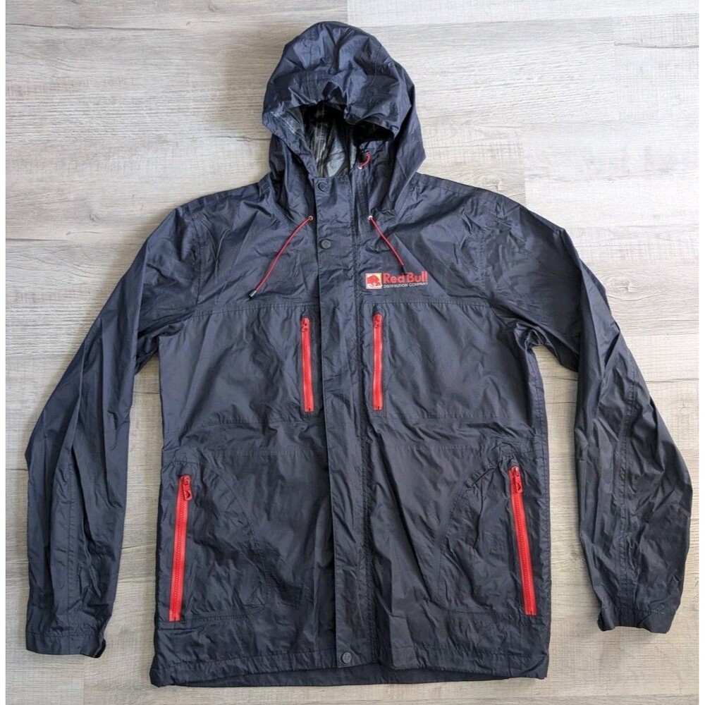 Red Bull Distribution Rain Jacket Windbreaker Nylon Men's Sz XL Blue Red